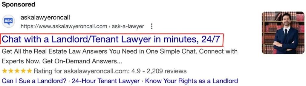 Search Ad for Lawyers - Urgency