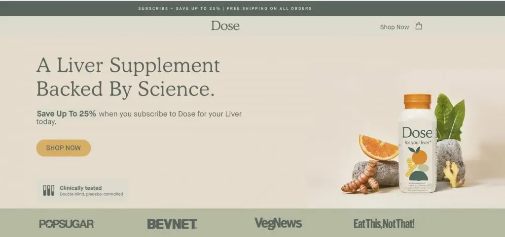 Liver Supplements landing page