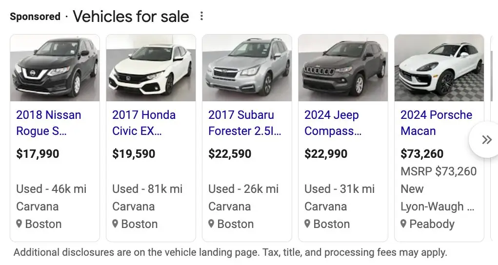 Google Shopping for Car Dealership