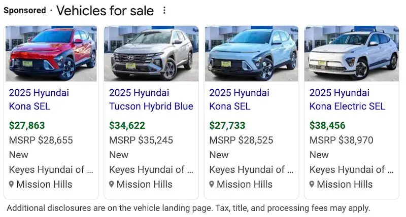 Google Shopping ad showing MSRP