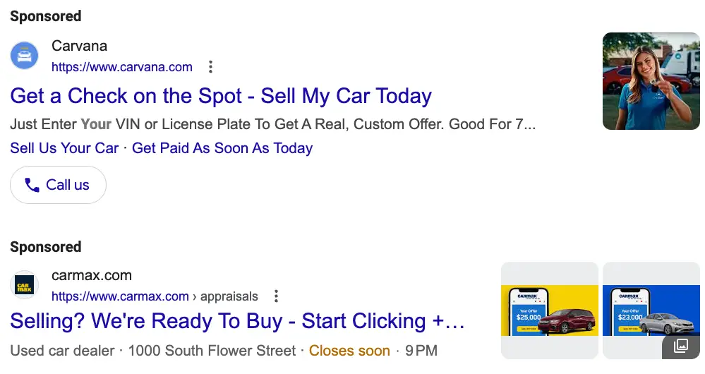 Search Ad for Car Dealerships