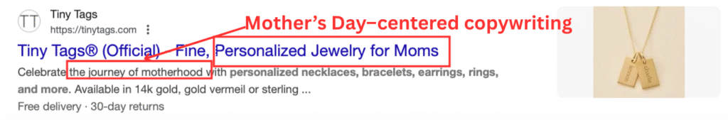 Mother’s Day–centered copywriting