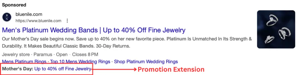 Promotion Extension for Jewelry Ad