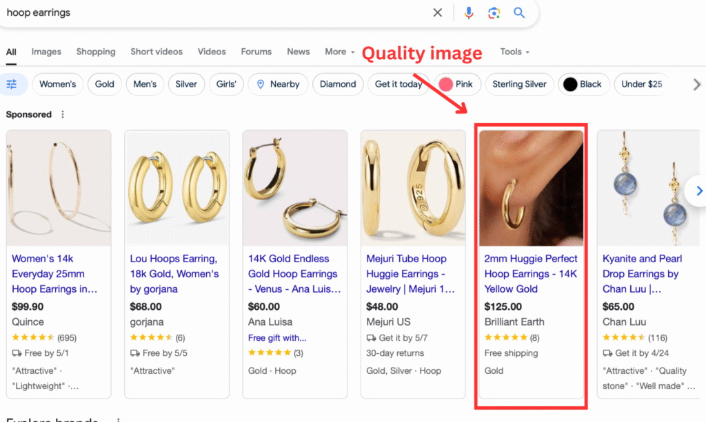 Quality Jewelry image on Google Shopping Ad