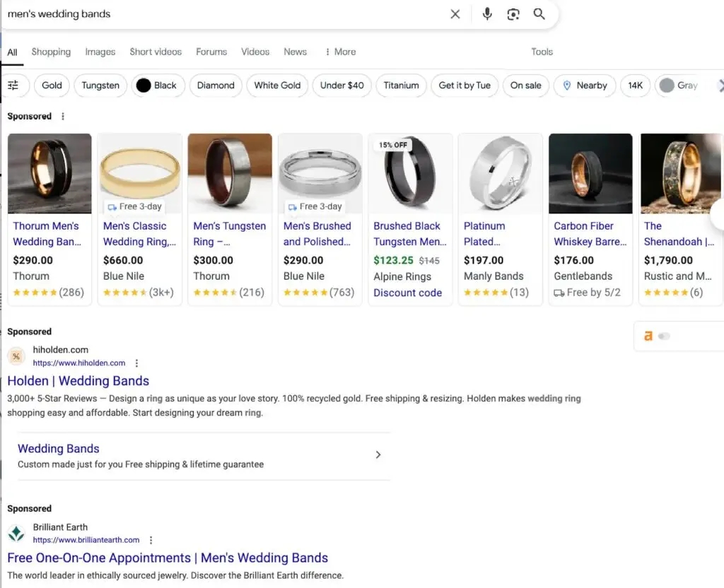 Men's Wedding bands on Google