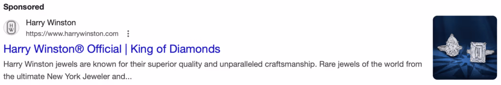 Search ad for Diamond Jewelry