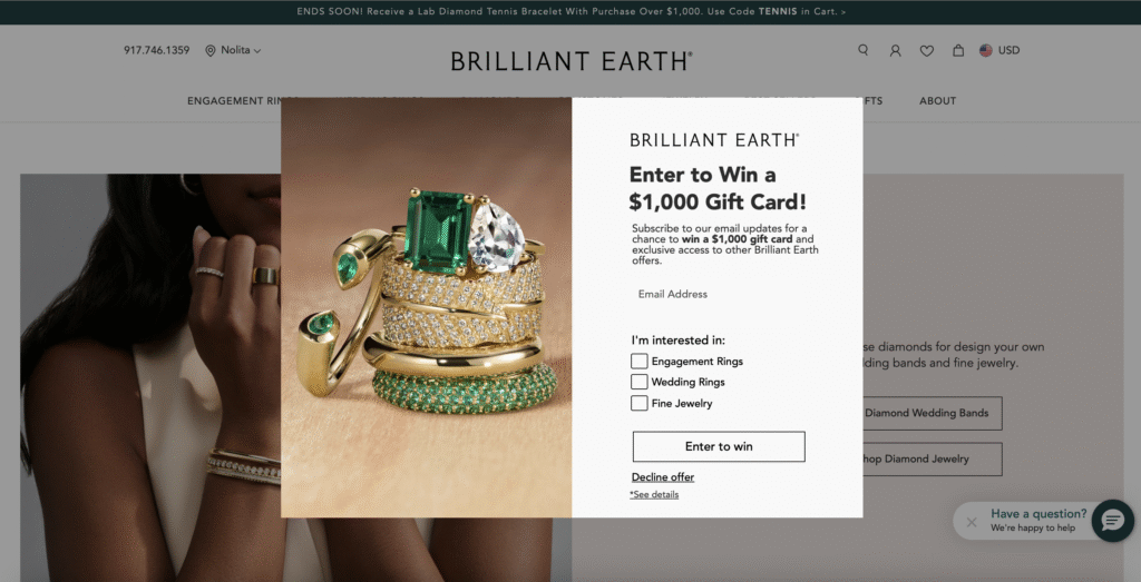Landing page - Brilliant Earth