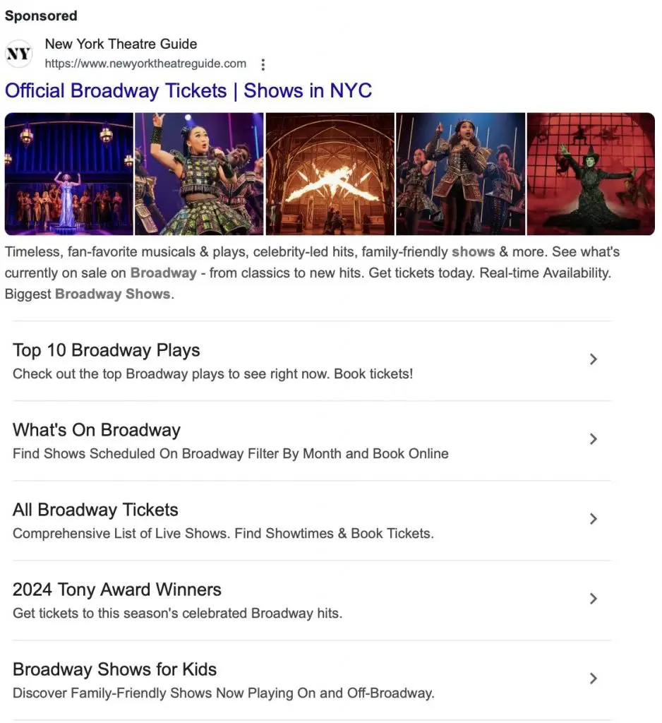 Image Extensions for Broadway show